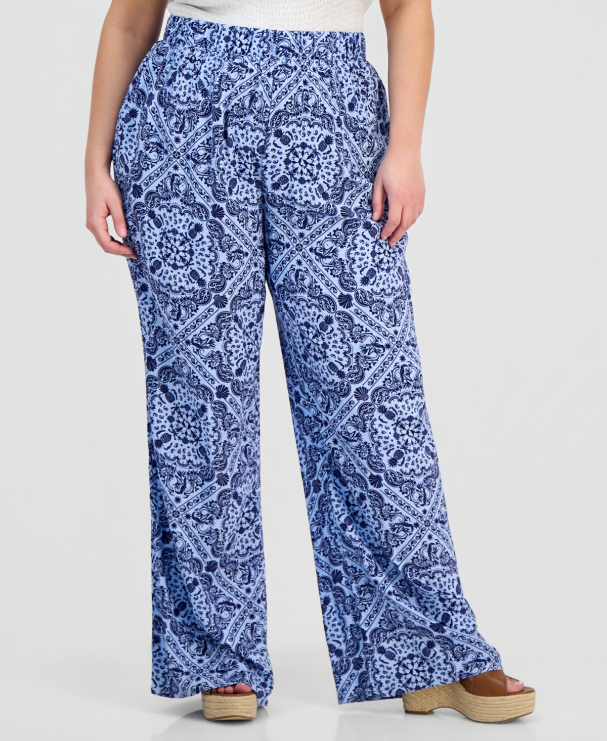 Full Circle Trends Trendy Plus Bandana-Print Pull-On Pants