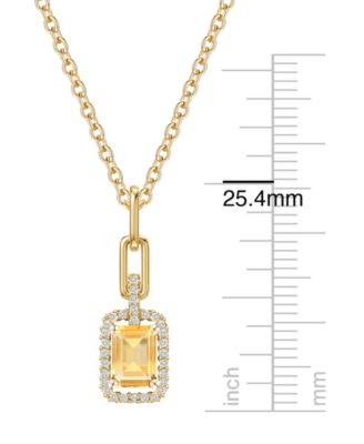 Lab Grown Emerald (3/4 ct. t.w.) & Lab Grown White Sapphire (1/5 ct. t.w.) Necklace in 14k Gold Over Sterling Silver (Also Available in Multi-Stones)