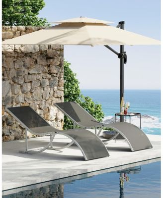 Outdoor Chaise Lounge Chairs Set of 2, Patio Chaise Pool Lounge Chair Backrest Tanning Chairs, Waterproof Recliner Chair for Outside Beach Yard
