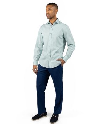 Men's Yarn Dyed Melange Linen Long Sleeve Shirt