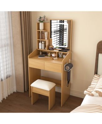 Durable Premium High Gloss Mirrored Nightstand with 2 Drawers Modern Bedroom End Table