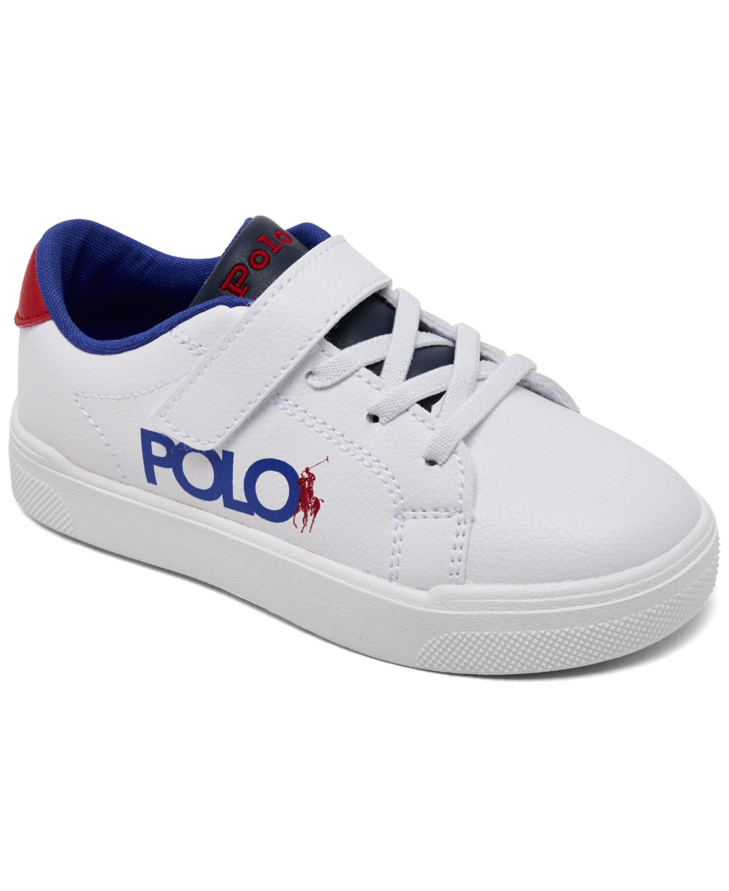 Кроссовки Polo Ralph Lauren Sutton Graphic Fastening Strap Casual Sneakers from Finish Line для малышей, цвет: Белый / Тёмно-синий — фото 1