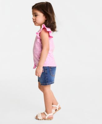 Girls' Toddler 12M-5T Floral-Print Cotton Tie-Front T-Shirt