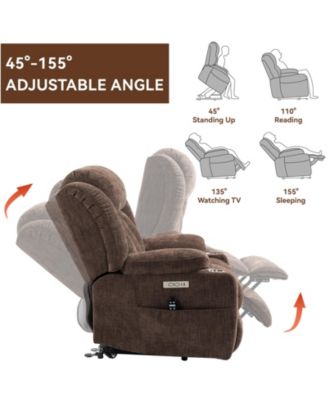 Recliner Chair with 8-Point Vibration Massage and Lumbar Heating, USB and Type-C Ports, Stainless Steel Cup Holders