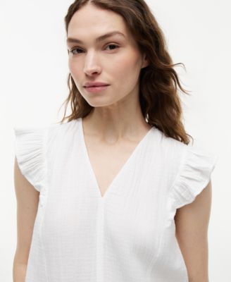 Women's Flutter-Sleeve V-Neck Blouse