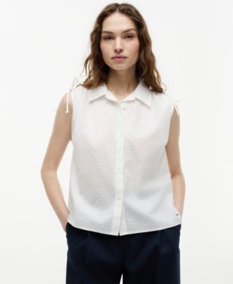 Women's Clip-Dot Tie Detail Top