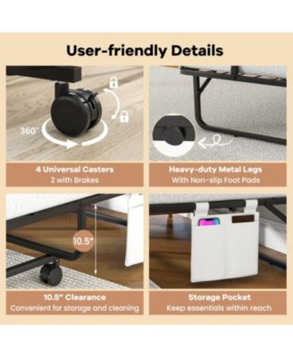 Cot Size Folding Bed with Memory Foam Mattress and Pillow