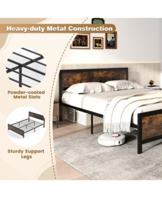 Metal Bed Frame with Headboard and Footboard