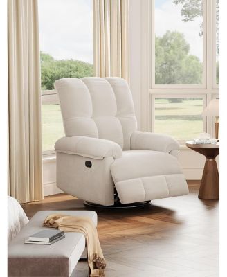 Oversized Swivel Rocker Recliner - Chenille Upholstered, 350lb Capacity, Infinite Recline for Living Room