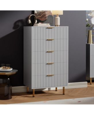 gaomon Fluted 5 Drawer Dresser 48 Inch Tall Modern Chest with Deep ...