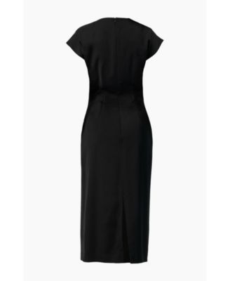 Women's Off-Shoulder Straight Satin Dress with Side Knot