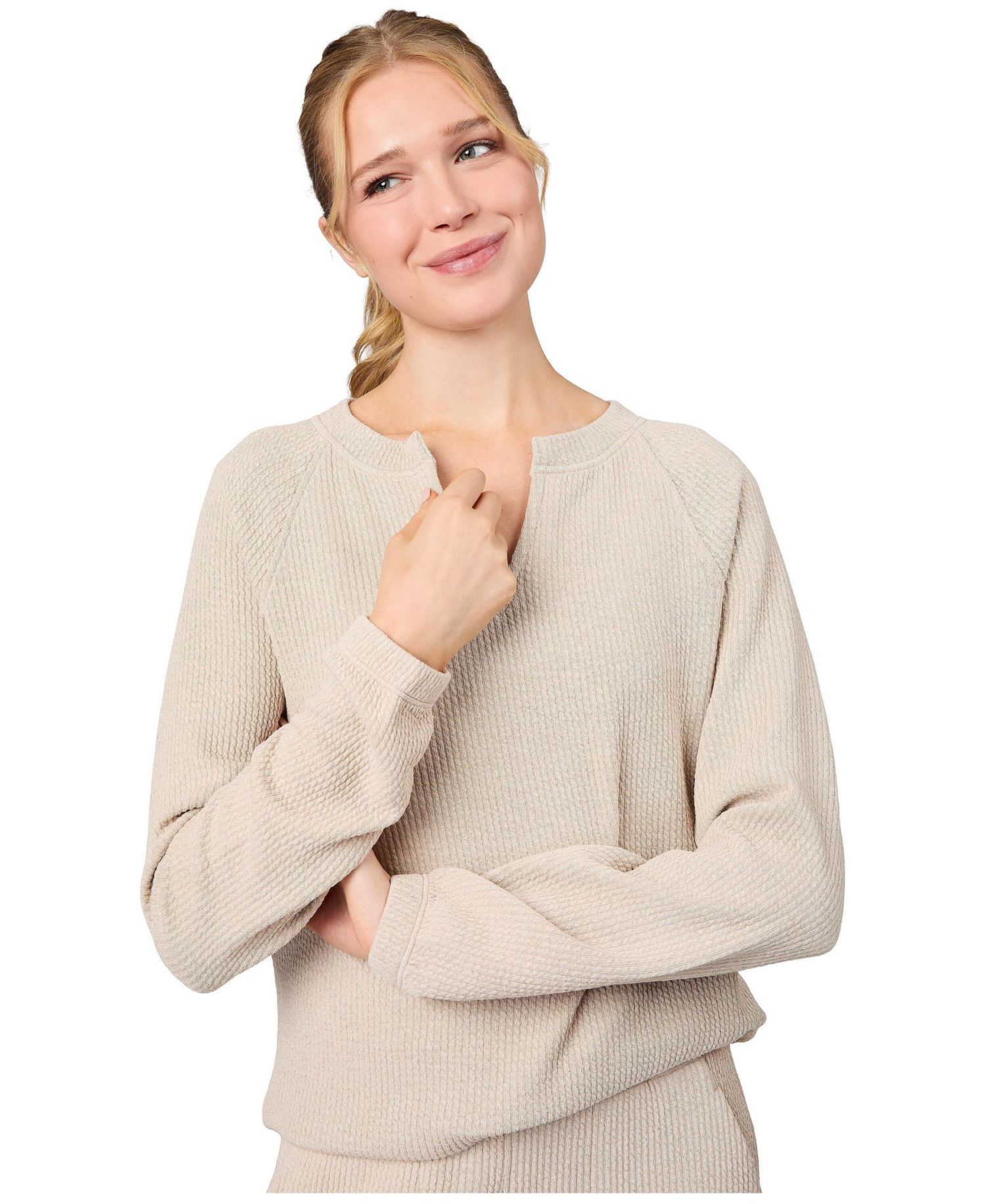 Women's Ripple Knit Long Sleeve Pullover Top
