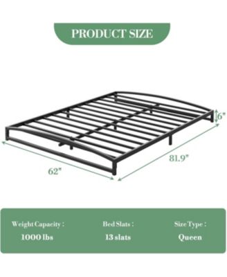 Queen 6in Metal Platform Bed Frame Steel Slat Support No Box Spring