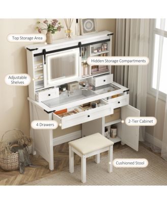 Vanity Desk Set, Makeup Vanity Table with Mirror and Lights
