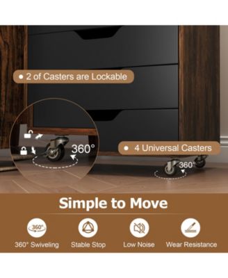 Seven Drawer Wooden Storage Dresser with Lockable Wheels