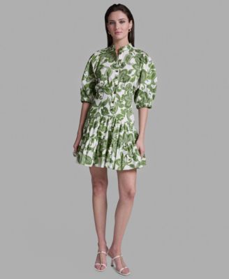 Women's Paisley Print Puff-Sleeve Dress