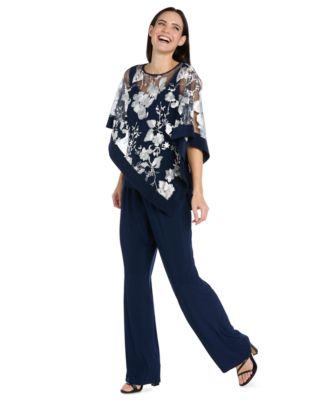 Women's Floral Crewneck Poncho and Pants, 2-Piece Set