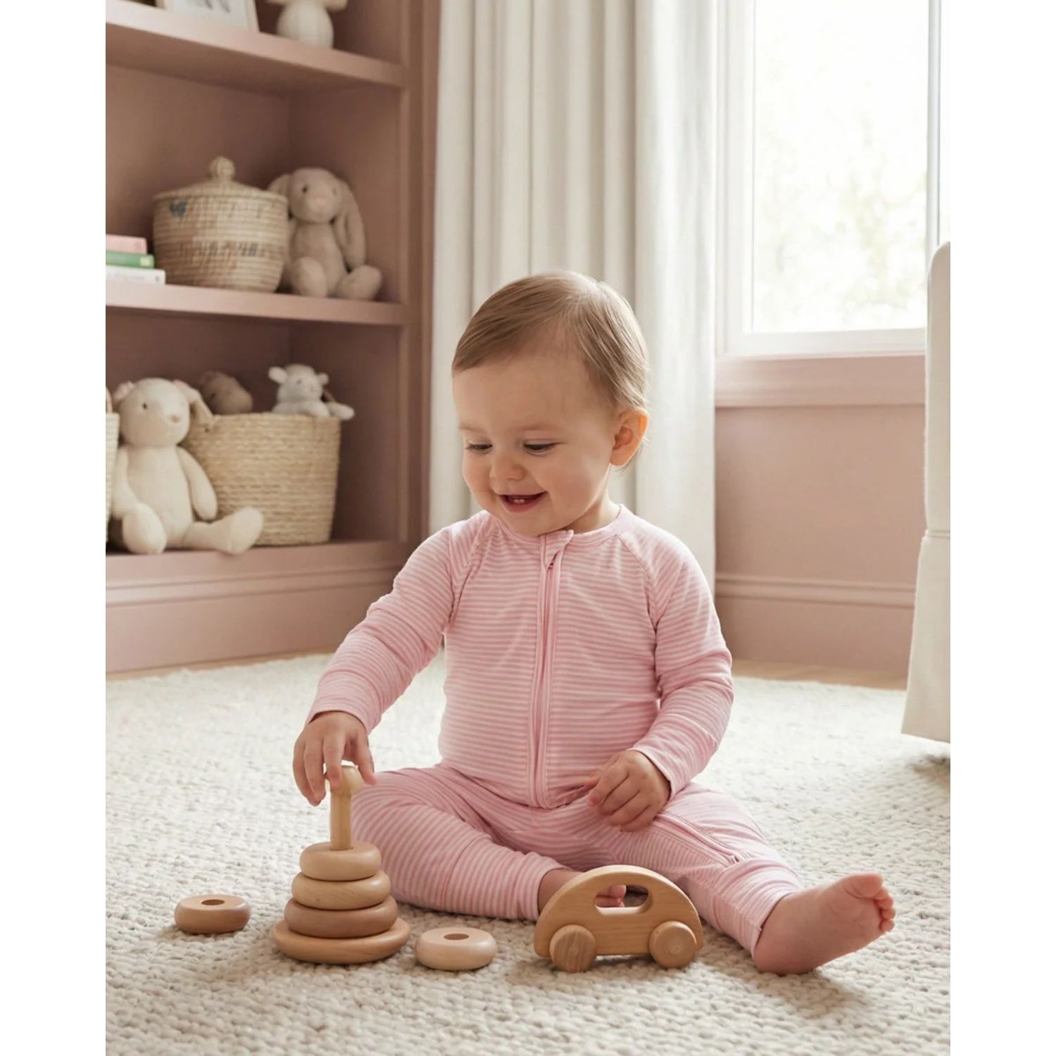 Baby Girls Peony Stripe Bamboo Sleeper