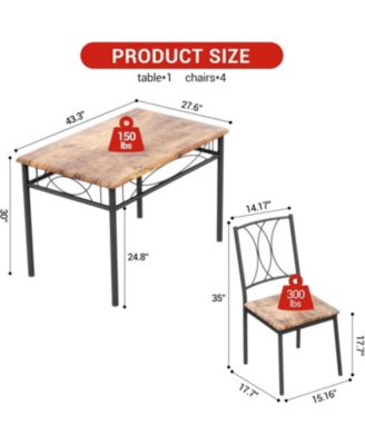 5-Piece Space Saving Dining Table Set, Kitchen Table and Upholstered Chairs, Compact Dining Room Set for Apartment