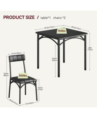 Contemporary 2-Person Square Kitchen Table Set, Space-Saving Breakfast Furniture for Small Apartments or Studios