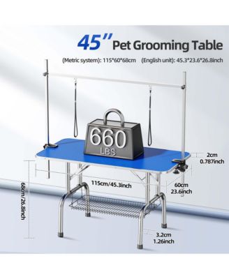  46" Blue Large Heavy Duty Pet Grooming Table for Dogs and Cats with Adjustable Arm