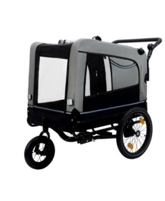 Extra Large 2-in-1 Bike Trailer and Push Cart for Pets with Detachable Hitch