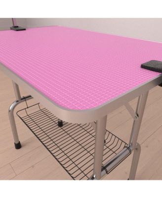 42 Folding Pet Grooming Table with Stainless Steel Frame and Adjustable Arm