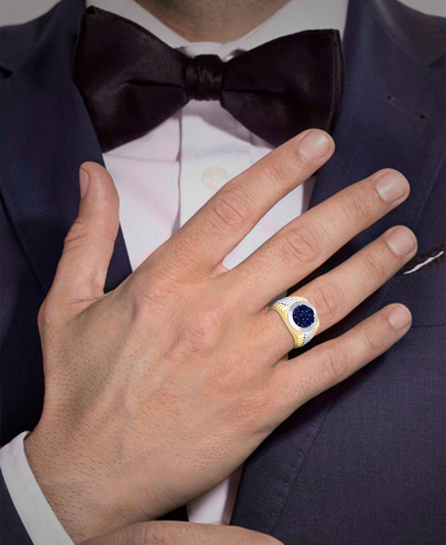 Men's Lab Grown Sapphire (1-1/2 ct. t.w.) Ring in Gold Vermeil over Sterling Silver