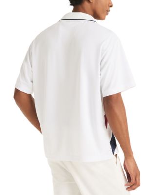 Men's Diagonal Blocking Johnny Collar Polo Shirt