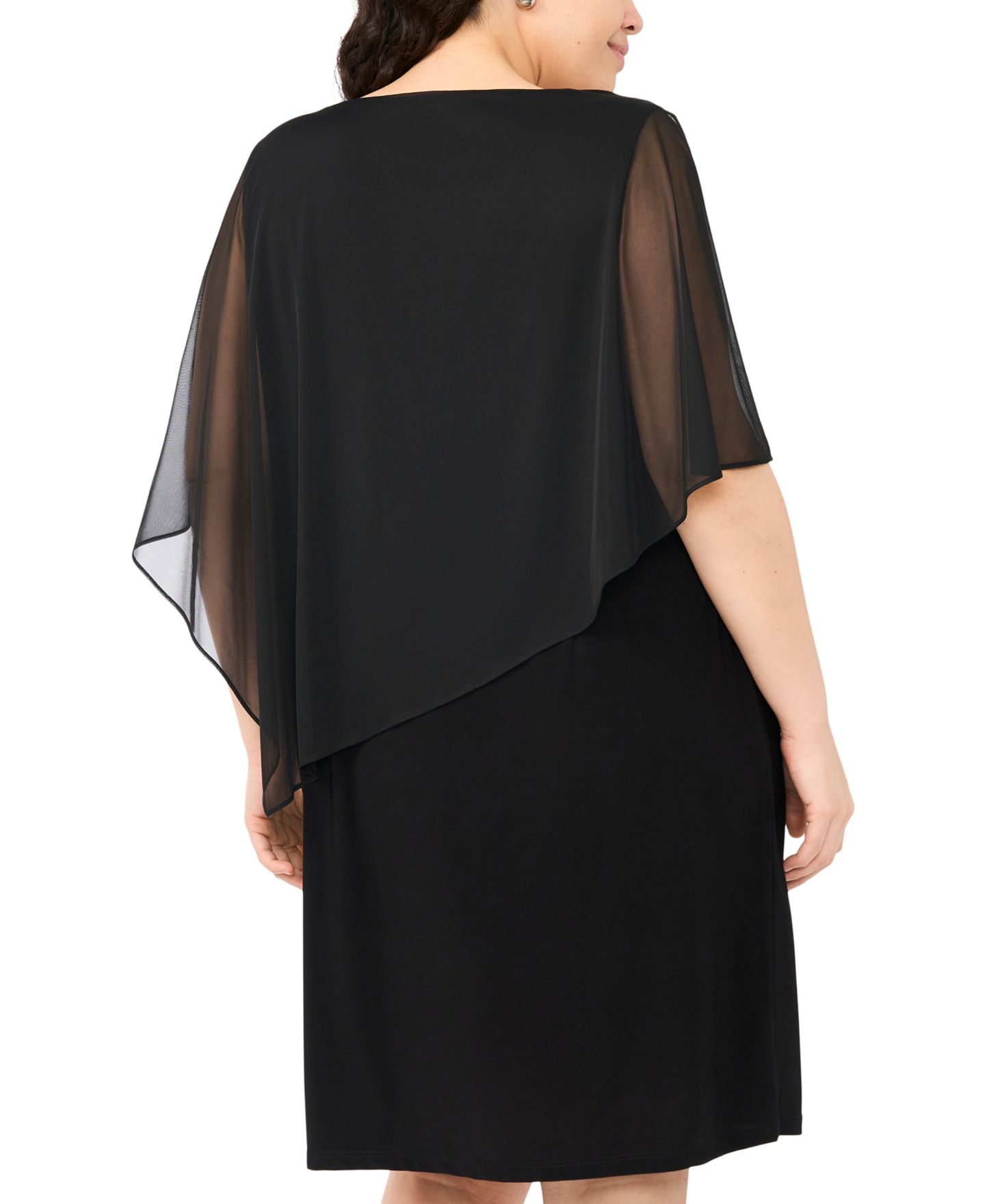Женское платье MSK Plus Size Asymmetrical Cape Overlay, цвет: Чёрный — фото 3