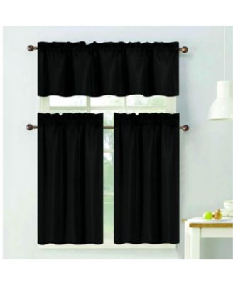 100% Polyester Gibson Solid 3 Piece Kitchen Curtains Valance and Tiers Set 54" x 18"