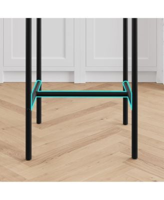 4 Bar Stools Set, 25.5" Leather Counter Stools with Back and Metal Legs, Kitchen Island Seating