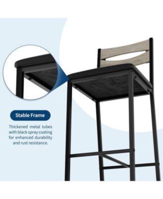 3-Piece Kitchen Table Set with Storage & 2 Upholstered Chairs, Industrial Iron & Wood, Space Saving for Apartments