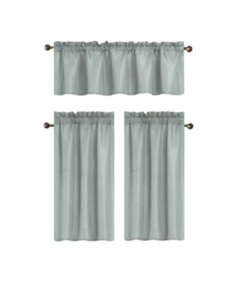 100% Polyester Gibson Solid 3 Piece Kitchen Curtains Valance and Tiers Set 54" x 18"