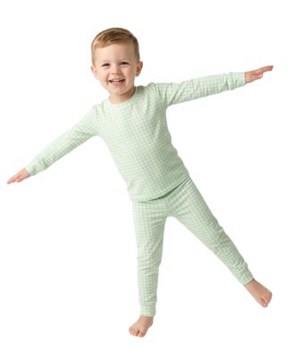 Toddler Boys Pistachio Gingham Pajama Set