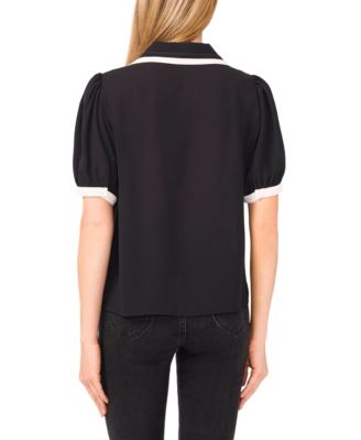 Women's Collared Puff-Sleeve Blouse