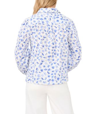 Women's Floral Collared Button-Down Top