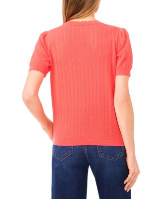 Women's Crew Neck Pointelle Sweater