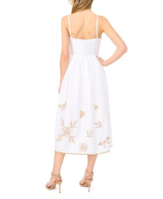 Women's Twist V-Neck Cotton Midi Dress