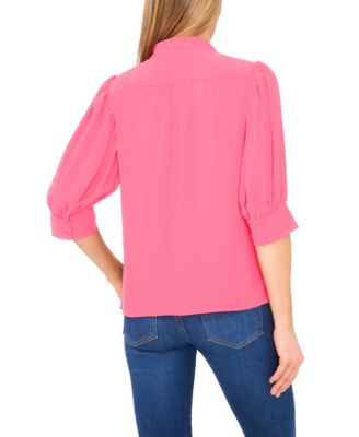 Women's 3/4-Sleeve Collared Button-Down Top