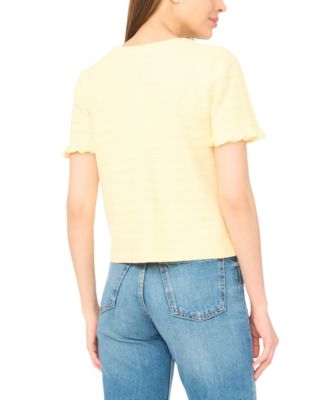 Women's Crewneck Short-Sleeve Cardigan Sweater