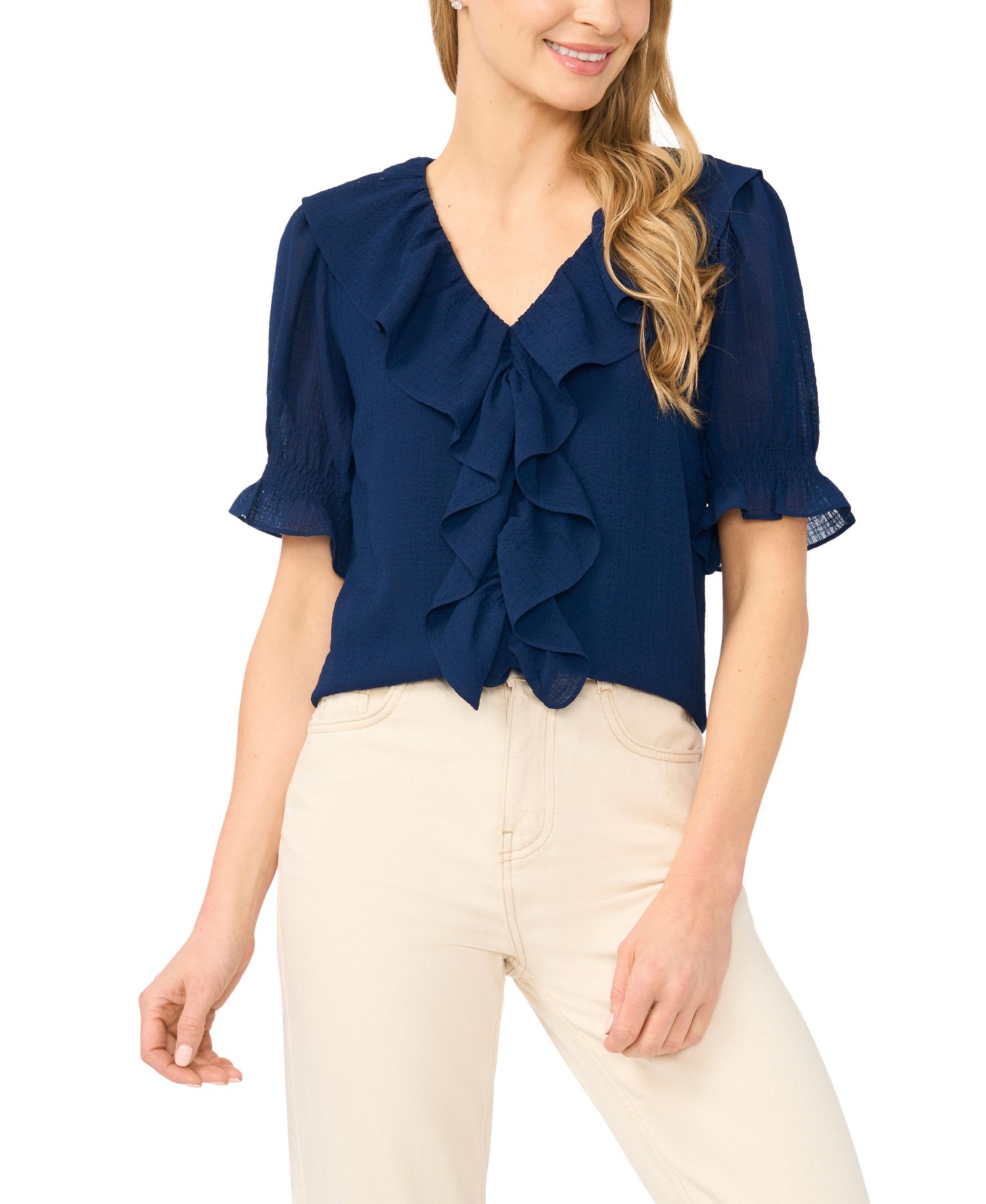 Women's V-Neck Short-Sleeve Blouse