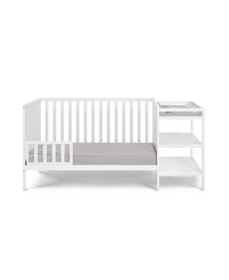3 in 1 convertible crib and changer combo solid wood 3 position mattress support attached changing table storage for baby nursery