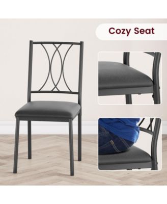 5-Piece Wood Dining Table Set for 4, Rectangular Table with 4 Metal Chairs, Compact for Small Kitchens, Apartments