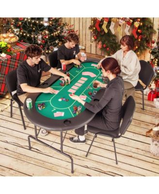 Foldable Poker Table with 8 Cup Holders