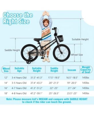 16 Inch Kids Bike with Basket and Training Wheels for Children Aged 4-7 Years Old