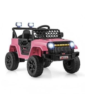 Kids 12V Electric Ride On Truck with Remote Control LED Lights and Music for Ages 3 and Up