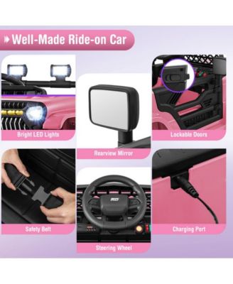 Kids 12V Electric Ride On Truck with Remote Control LED Lights and Music for Ages 3 and Up