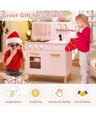 Kids Kitchen Playset with Cooking Accessories and Storage