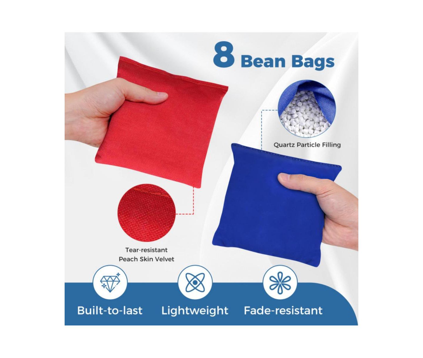 Детские игрушки HONGGE 36"L x 24"W Foldable Cornhole Board Set, Ages 3+, цвет: Синий — фото 6